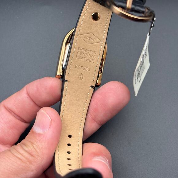 Fossil Harwell ES5263 Women’s 28mm Rose-Gold Case, Black Leather, Quartz NIBWT - Picture 15 of 17